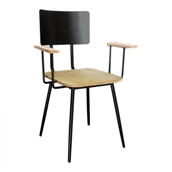 Metallic armchair TS469 with wooden seat Metallic armchair TS469 with wooden seat