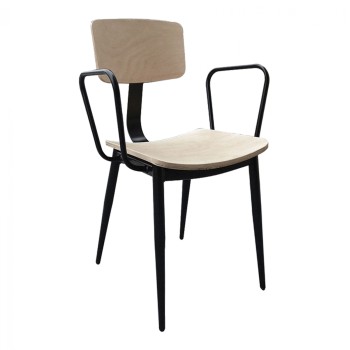 Metallic armchair with wooden back and seat TS335 Metallic armchair with wooden back and seat TS335