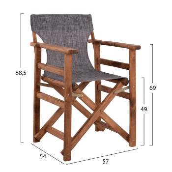 Director's chair Limnos Walnut with textline Grey FK10368.10 Director's chair Limnos Walnut with textline Grey FK10368.10