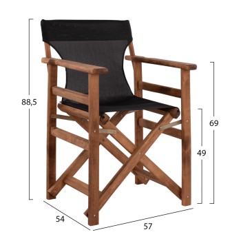 Director's chair Limnos Walnut with textline Black FK10368.05 Director's chair Limnos Walnut with textline Black FK10368.05