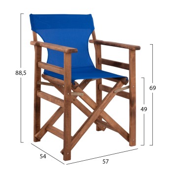 Director's chair Limnos Walnut with textline Blue FK10368.01 Director's chair Limnos Walnut with textline Blue FK10368.01