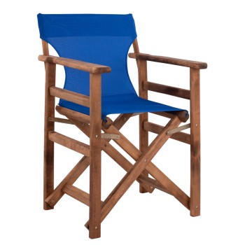 Director's chair Limnos Walnut with textline Blue FK10368.01