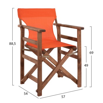 Director's chair Limnos Walnut with textline Orange FK10368.02 Director's chair Limnos Walnut with textline Orange FK10368.02