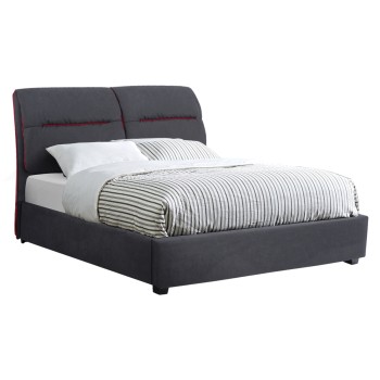 Bed Kendra FK562, 150x200cm, grey fabric and red stripes