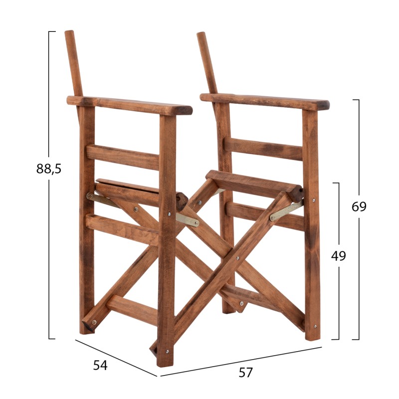 Director's frame Armchair Limnos Walnut impregnated Limnos FK5574.01 57x54x88,5Η cm Director's frame Armchair Limnos Walnut impregnated Limnos FK5574.01 57x54x88,5Η cm