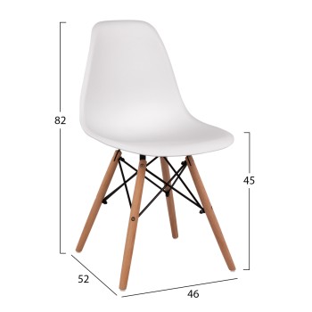 Chair with wooden legs and seat Twistn PP White FK8460.01 46x50x82 cm