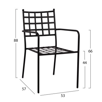 Metallic Armchair FK5508 Black color 46x58x88 cm
