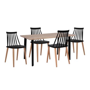 Set Dining Table 5 pieces with black chairs Vanessa FK10399 110x70x75,5 cm