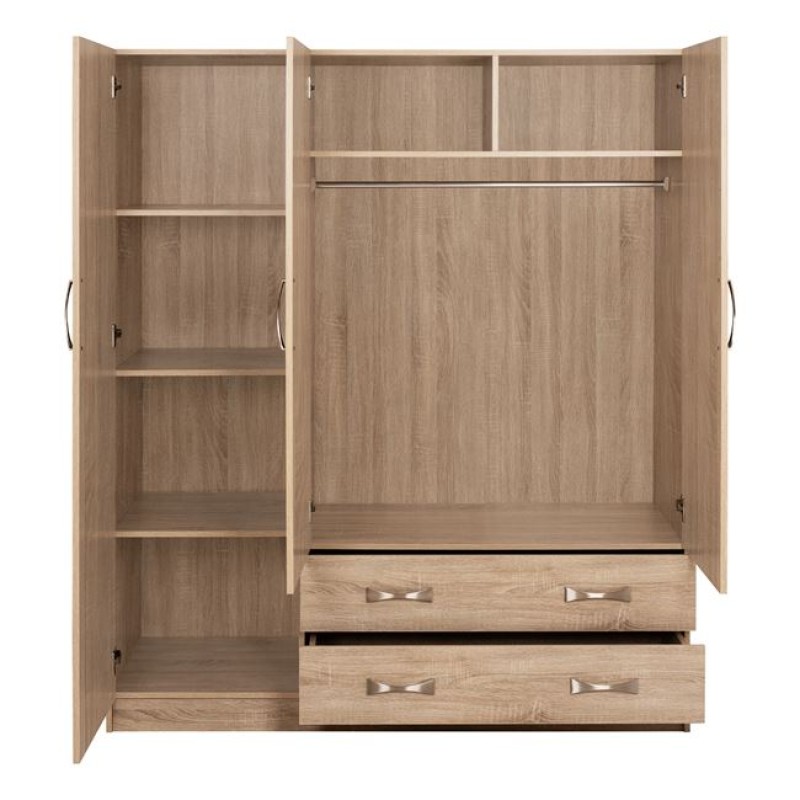 Wardrobe 3Door with 2Drawers FK384.02 Sonama 150x55x180cm Wardrobe 3Door with 2Drawers FK384.02 Sonama 150x55x180cm