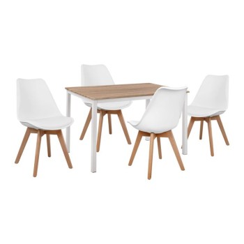 Set 5 pieces Table 110x70x76 Sonama and chairs Vegas White seat FK11015