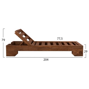 Sunbed Wooden Heavy-duty Macadonia FK5646.01 Walnut 204X77,5X29cm Sunbed Wooden Heavy-duty Macadonia FK5646.01 Walnut 204X77,5X29cm