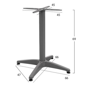 Aluminum Base 4legs 65x65x70cm with cross 48x48cm FK448.04 Grey Aluminum Base 4legs 65x65x70cm with cross 48x48cm FK448.04 Grey