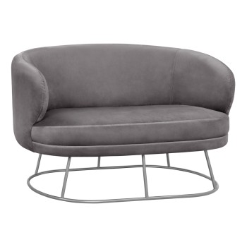 Sofa 2 seater Arien from velvet Grey with Silver Base FK8492.01 125Χ80Χ84cm
