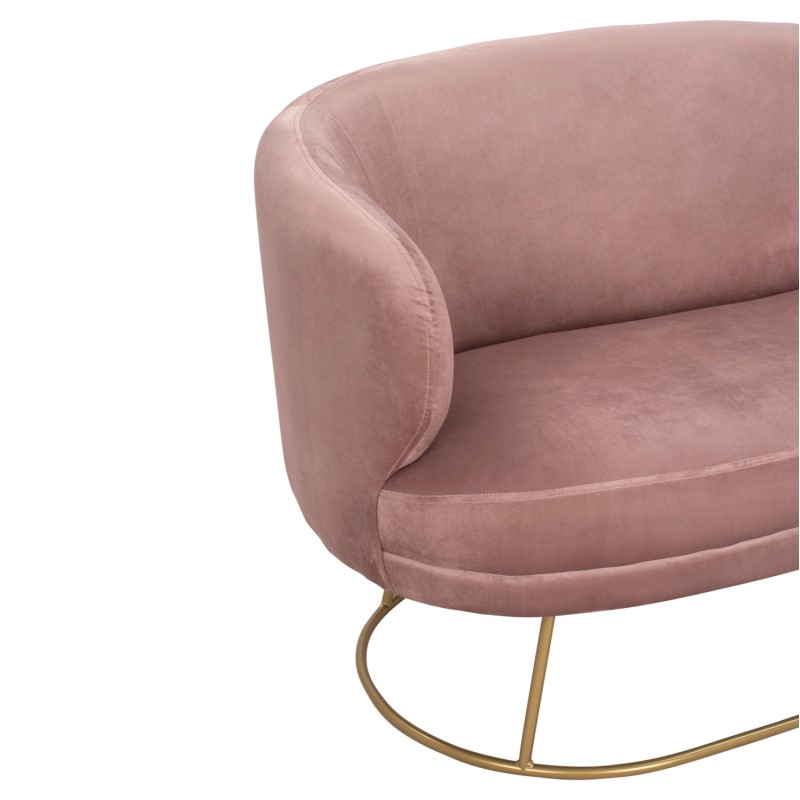 SOFA 2 SEATS FK8492.02 FROM VELVET DUSTY PINK WITH GOLDEN BASE 125X80X84Y cm. SOFA 2 SEATS FK8492.02 FROM VELVET DUSTY PINK WITH GOLDEN BASE 125X80X84Y cm.