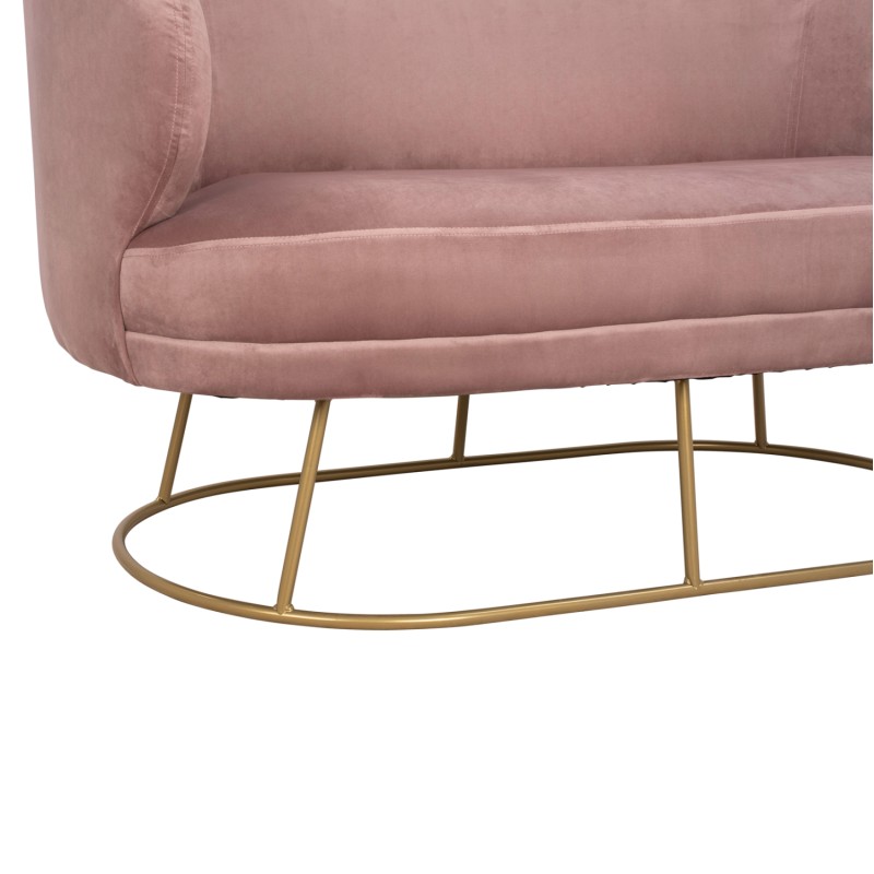 SOFA 2 SEATS FK8492.02 FROM VELVET DUSTY PINK WITH GOLDEN BASE 125X80X84Y cm. SOFA 2 SEATS FK8492.02 FROM VELVET DUSTY PINK WITH GOLDEN BASE 125X80X84Y cm.