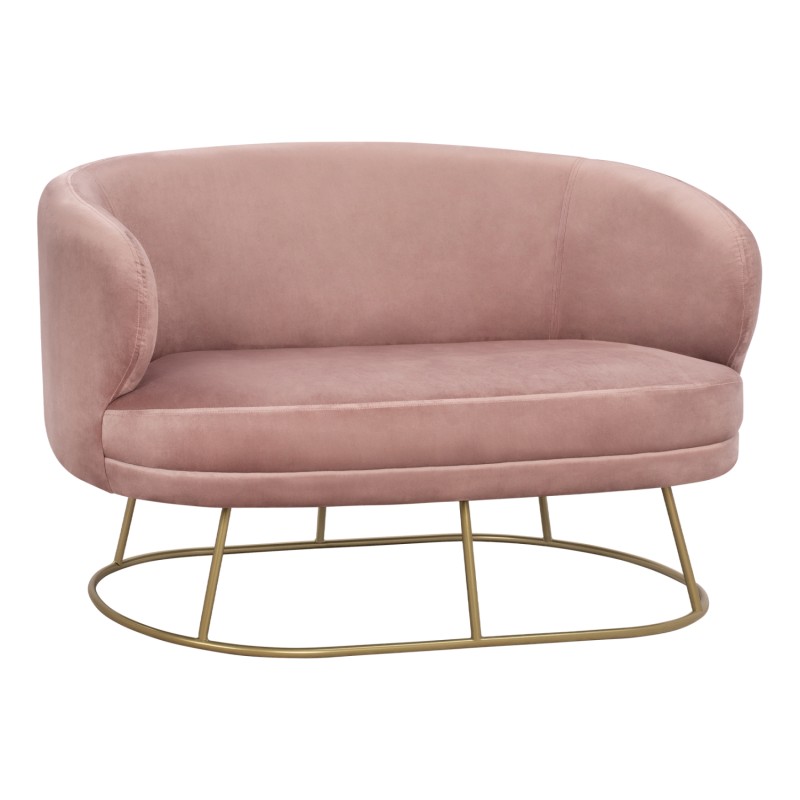 SOFA 2 SEATS FK8492.02 FROM VELVET DUSTY PINK WITH GOLDEN BASE 125X80X84Y cm. SOFA 2 SEATS FK8492.02 FROM VELVET DUSTY PINK WITH GOLDEN BASE 125X80X84Y cm.