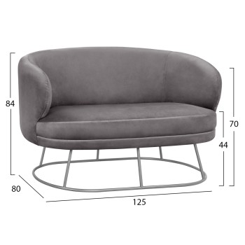 Set Living Room 2 Seater & 2 Armchairs Arien Grey Velvet with Silver Base FK11051.01 Set Living Room 2 Seater & 2 Armchairs Arien Grey Velvet with Silver Base FK11051.01