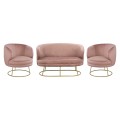 LIVING ROOM SET IN DUSTY PINK VELVET WITH GOLDEN BASE FK11051.02