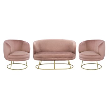 LIVING ROOM SET IN DUSTY PINK VELVET WITH GOLDEN BASE FK11051.02