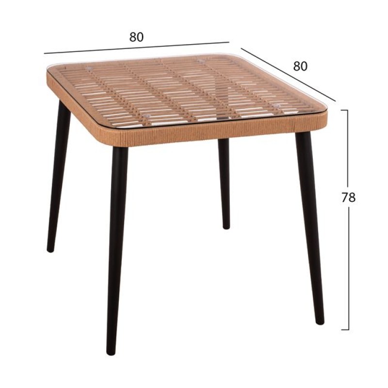 Set 3 pieces Allegra wicker with Table 80x80x78 cm Beige & Black Color FK10485 Set 3 pieces Allegra wicker with Table 80x80x78 cm Beige & Black Color FK10485