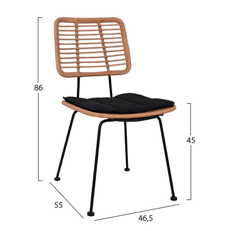 Set 3 pieces Allegra wicker with Table 80x80x78 cm Beige & Black Color FK10485 Set 3 pieces Allegra wicker with Table 80x80x78 cm Beige & Black Color FK10485