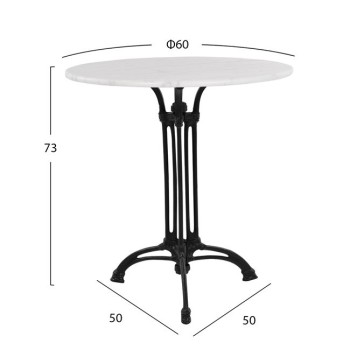Table with 3 legs base from iron FK5609 with marble Round 60x73cm Table with 3 legs base from iron FK5609 with marble Round 60x73cm