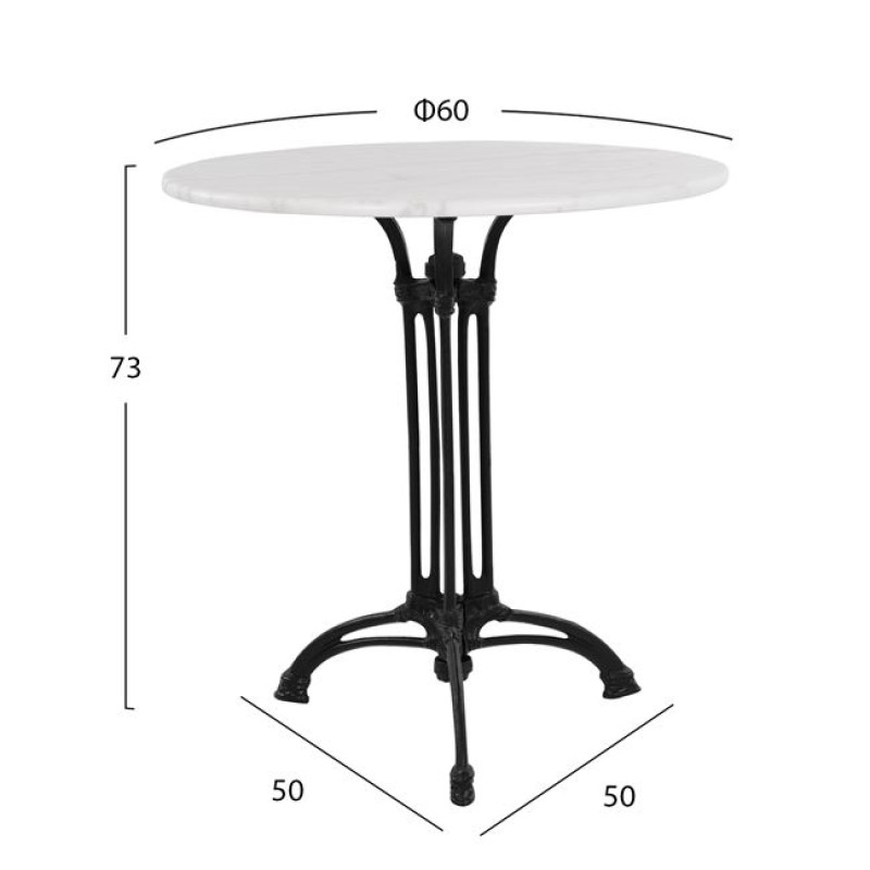 Table with 3 legs base from iron FK5609 with marble Round 60x73cm Table with 3 legs base from iron FK5609 with marble Round 60x73cm