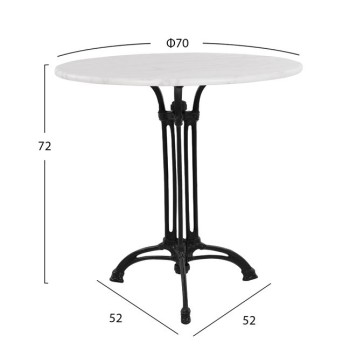 Table with 3 legs Base from cast iron with Marble '70x74cm Table with 3 legs Base from cast iron with Marble '70x74cm