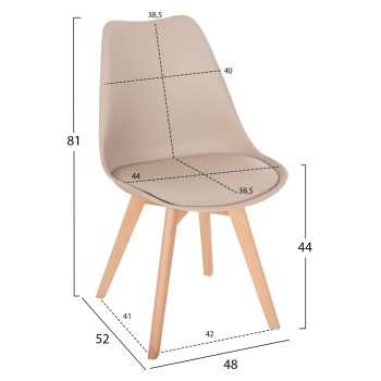 DINING CHAIR VEGAS FK0033.25 WOODEN LEGS-POLYPROPYLENE SEAT WITH PU IN CAPPUCCINO 48x52x81Hcm