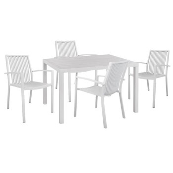 Set 5 pieces with Table 120x80x75.5 White FK10521