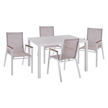 Set 5 pieces aluminum Table 120x80x75.5 White FK10522