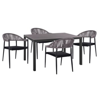 Set 5 pieces Aluminum with Table 140x80x75.5 Grey FK10519