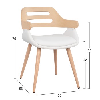 Armchair Auxiliary Superior Pro Sonama with White PU FK8491.02 50x53x76cm Armchair Auxiliary Superior Pro Sonama with White PU FK8491.02 50x53x76cm