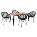 Set 5 pieces Allegra Wicker with Table 140x80x78 Beige & Black Color FK10508 Set 5 pieces Allegra Wicker with Table 140x80x78 Beige & Black Color FK10508
