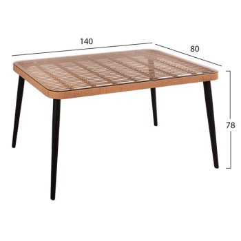 Set 5 pieces Allegra Wicker with Table 140x80x78 Beige & Black Color FK10491 Set 5 pieces Allegra Wicker with Table 140x80x78 Beige & Black Color FK10491