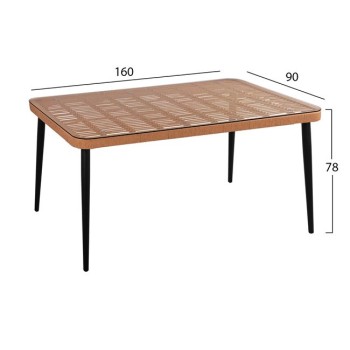 Set 7 pieces Allegra Wicker with Table 160x90x78 Beige & black FK10496 Set 7 pieces Allegra Wicker with Table 160x90x78 Beige & black FK10496