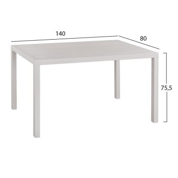Set 5 pieces with Table 140x80x75.5 & Aluminum chairs in White color FK10527 Set 5 pieces with Table 140x80x75.5 & Aluminum chairs in White color FK10527