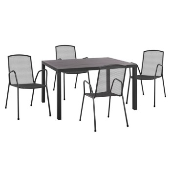 Set 5 pieces with Table 140x80x75.5 aluminum & Metallic chairs Grey color FK10533