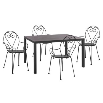 Set 5 pieces with Table Aluminum 140x80x75.5 & Chairs Amore in Grey color FK10534
