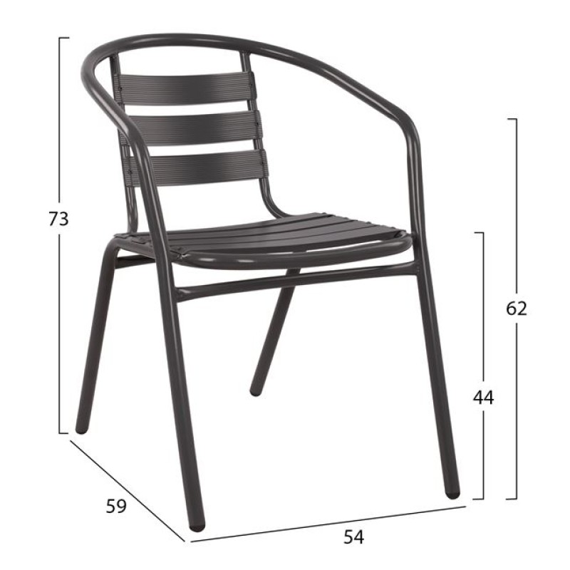 Set 3 pieces with Table Figo 60x60x72 & Armchairs Laura Grey Color FK10468.01 Set 3 pieces with Table Figo 60x60x72 & Armchairs Laura Grey Color FK10468.01