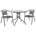 Set 3 pieces With Table Figo 70x70x72 & Armchairs Laura Grey Color FK10469 Set 3 pieces With Table Figo 70x70x72 & Armchairs Laura Grey Color FK10469