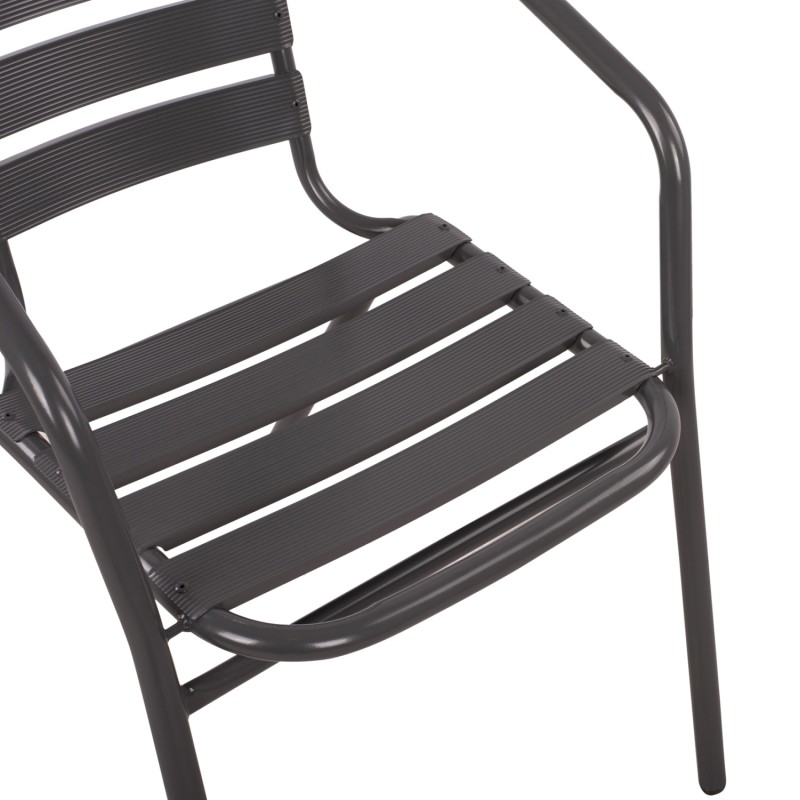 Set 3 pieces With Table Figo 70x70x72 & Armchairs Laura Grey Color FK10469 Set 3 pieces With Table Figo 70x70x72 & Armchairs Laura Grey Color FK10469
