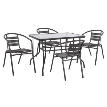 Set 5 pieces with Table Adam 110x60x71cm & Armchairs Laura Gey color FK21220.01