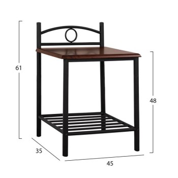 Bedside table Suzie FK387 from metal and RUBBERWOOD 45x35x48-61H cm