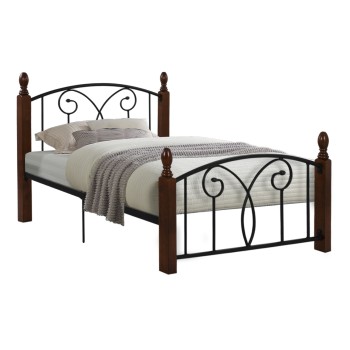 SINGLE BED SUZIE FK389 METAL & RUBBERWOOD FOR SINGLE MATTRESS 90x190cm.