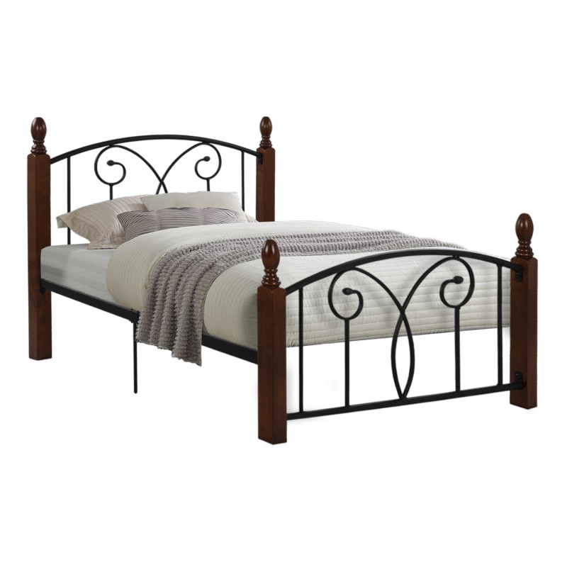 SINGLE BED SUZIE FK389 METAL & RUBBERWOOD FOR SINGLE MATTRESS 90x190cm. SINGLE BED SUZIE FK389 METAL & RUBBERWOOD FOR SINGLE MATTRESS 90x190cm.
