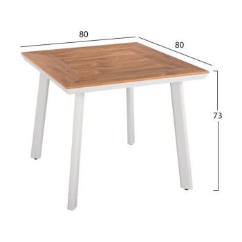 Set 3 Pieces with Table 80x80x73 & Armchairs Aluminum in White Color FK10537.01 Set 3 Pieces with Table 80x80x73 & Armchairs Aluminum in White Color FK10537.01