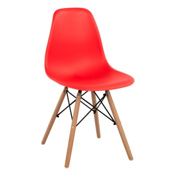 Chair with wooden legs and seat Twist PP Red FK8460.04 46x50x82 cm