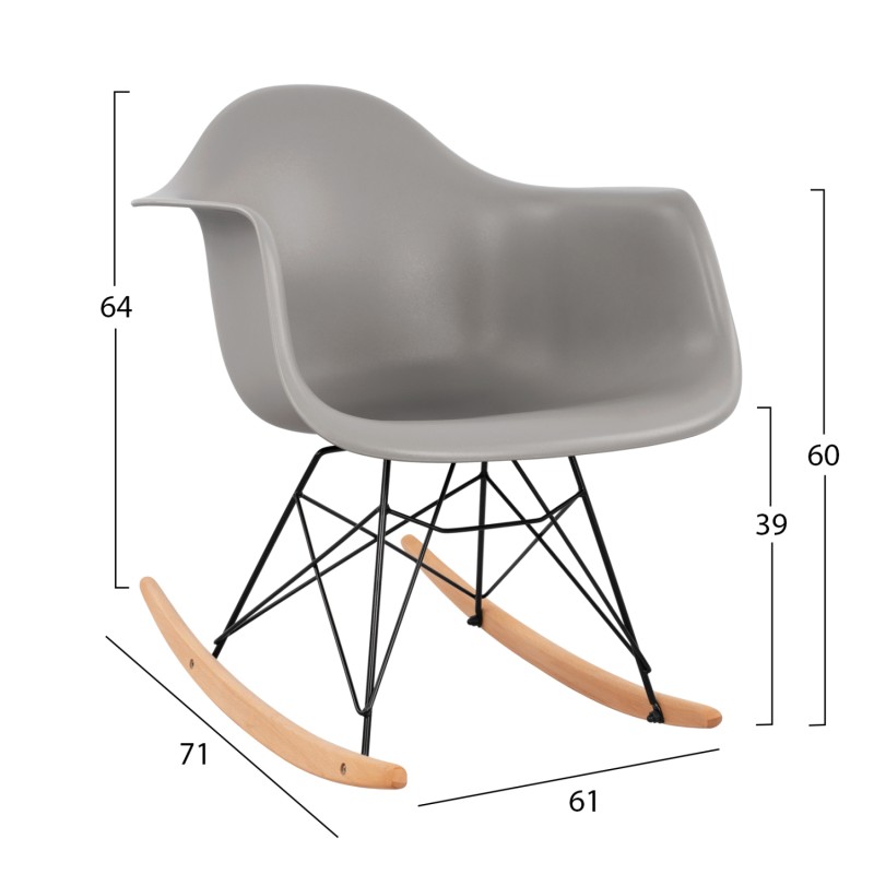 FK0035.20 Rocking Armchair, seat grey-Black Frame, 61x71x64cm FK0035.20 Rocking Armchair, seat grey-Black Frame, 61x71x64cm