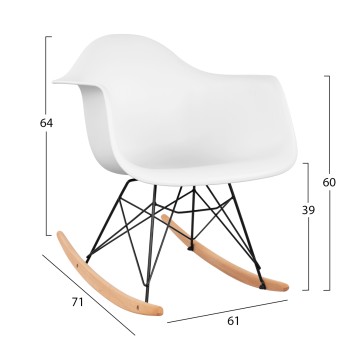 Rocking Armchair, white seat-Black frame FK0035.11 61x71x64 cm